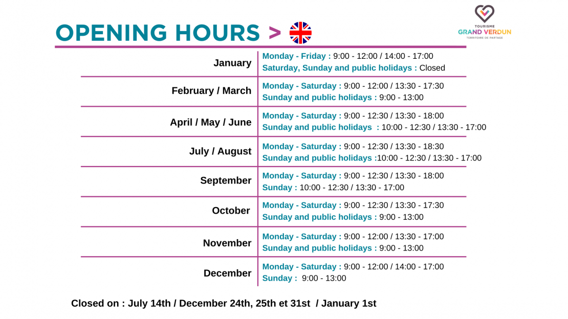 Our opening hours.